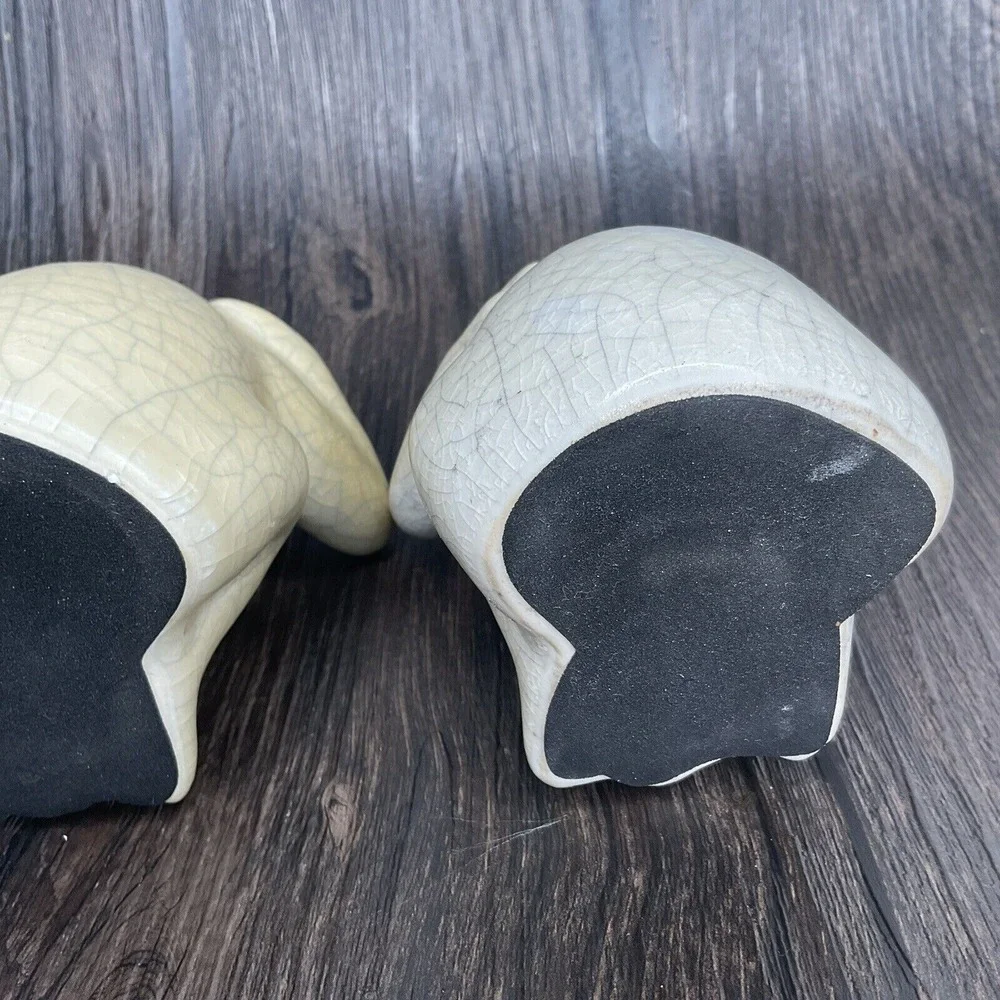 Ivory Crackle Hear See No Evil Frogs Statue‎ 4